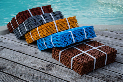 Plastic slip resistant tiles Aqua 160 (Azure, Yellow, Terra Cotta red, Pigeon blue, Sanguine) - US Communication Service 