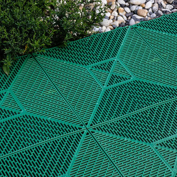 Plastic slip resistant tiles Aqua 378 (Green, Sanguine, Grey, Blue) - US Communication Service 