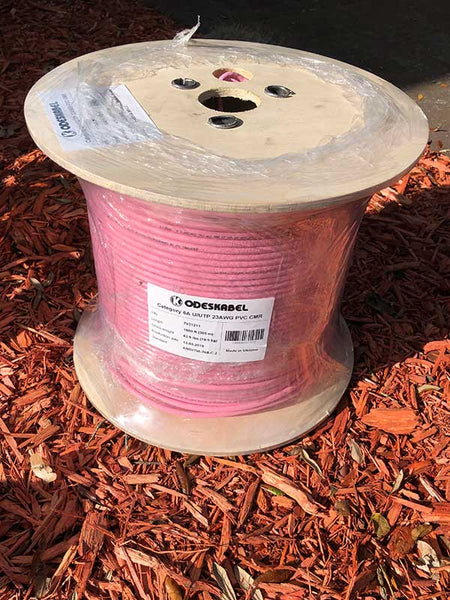 Spool: Ethernet cable cat 6a Low Smoke PVC Riser cable UScomService - Pure solid copper UTP bulk 1000 ft spool
