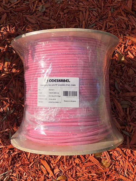Cable spool: Ethernet cable cat 6a Low Smoke PVC Riser cable UScomService - Pure solid copper UTP bulk 1000 ft spool