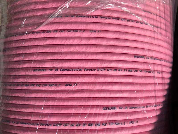 Marking: Ethernet cable cat 6a Low Smoke PVC Riser cable UScomService - Pure solid copper UTP bulk 1000 ft spool